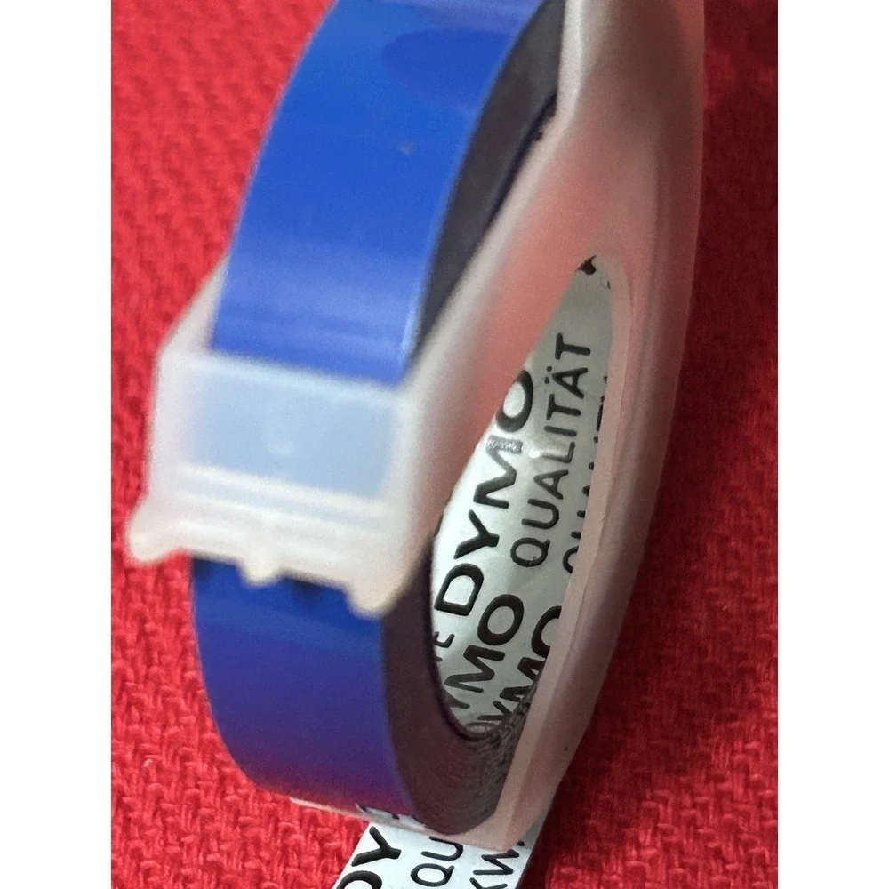Vintage DYMO self-adhesive vinyl embossing label tape Set Of 5 Blue Green Orange